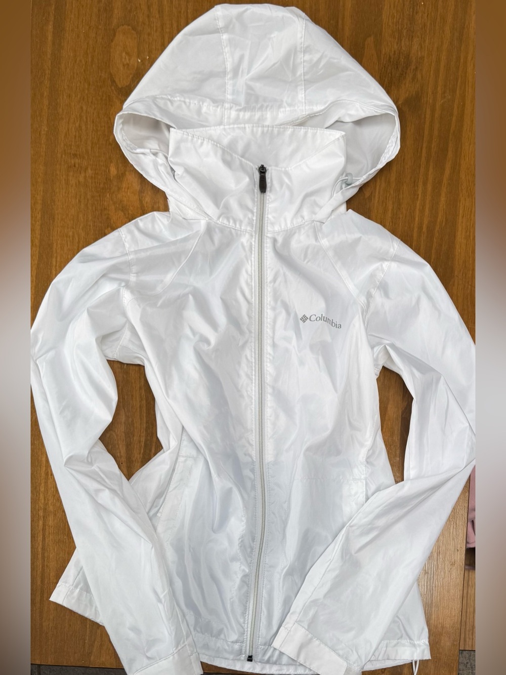 Columbia Women's White Lightweight Hooded Windbreaker Jacket size Small